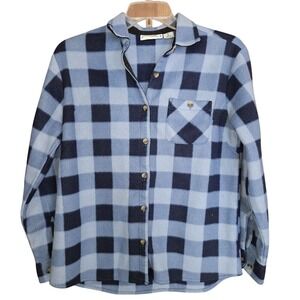 Women's Large Blue‎ and Navy Buffalo Plaid Fleece shirt jacket BY Canyon Guide L